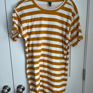 mustard yellow striped t-shirt dress